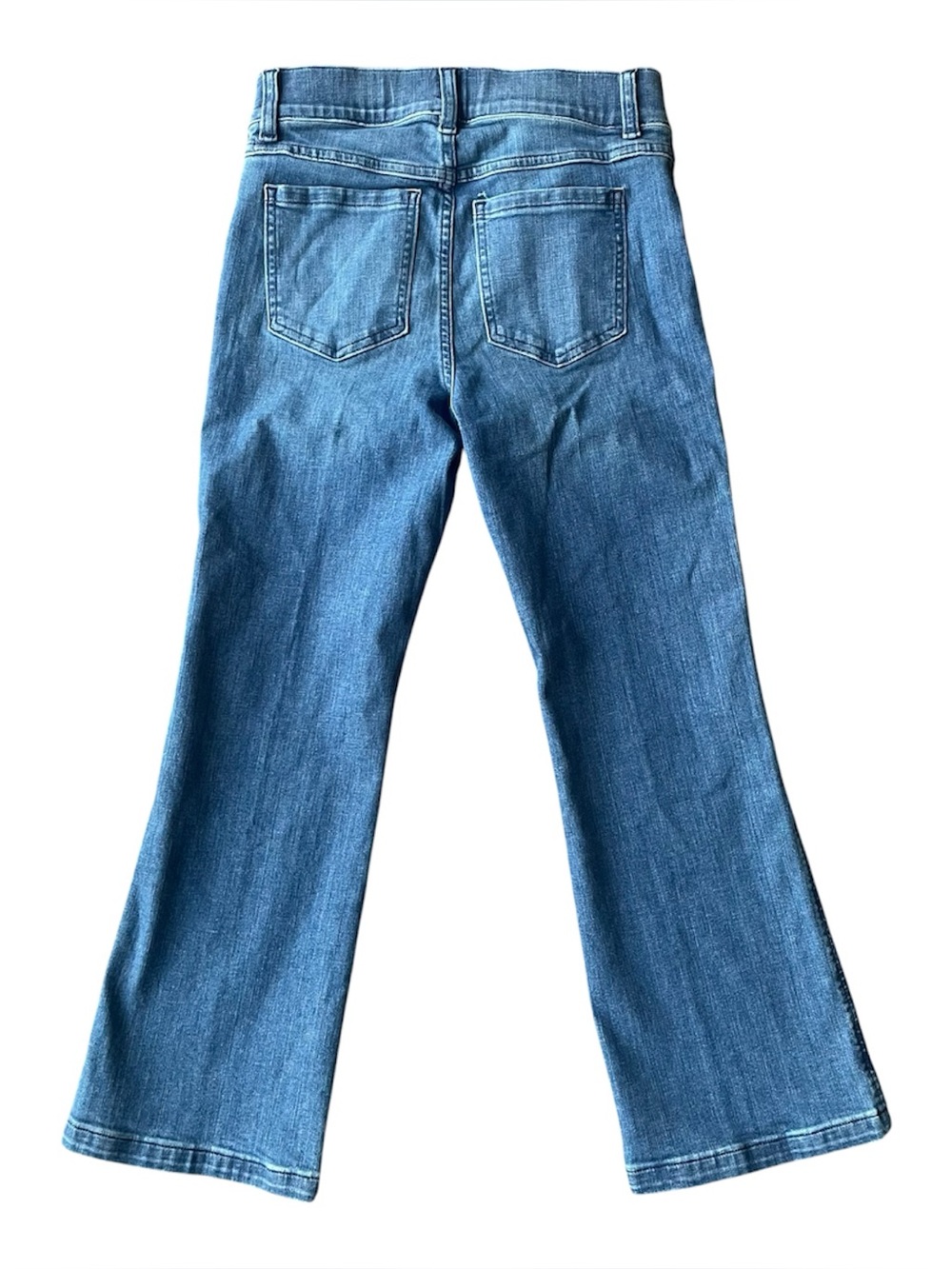 SPANX Denim Cropped Kick Flare Jeans Pull On Stretch Womens Small Petite S P SP - Picture 2 of 8